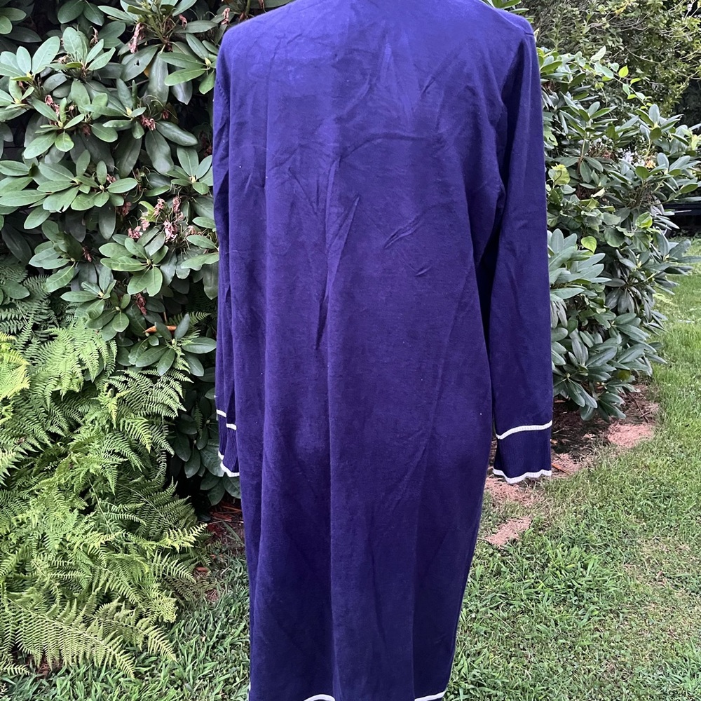 Vila Milano Blue Cardigan with White Accents - Picture 4 of 5